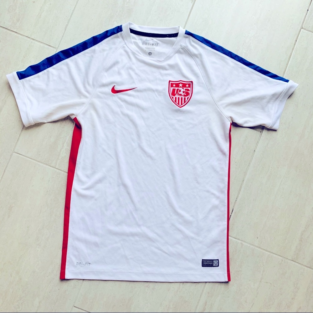 Nike White Soccer Jersey with Red and Blue Accents